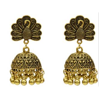 Indian Oxidized Silver Drop Earrings for Women Boho Jhumka