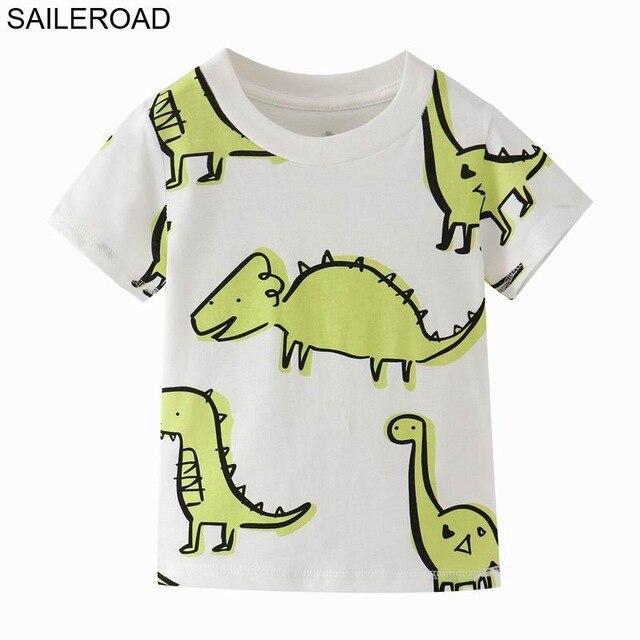 SAILEROAD 2-8 Years Cartoon Dinosaur Print Baby Boys Shorts T Shirt