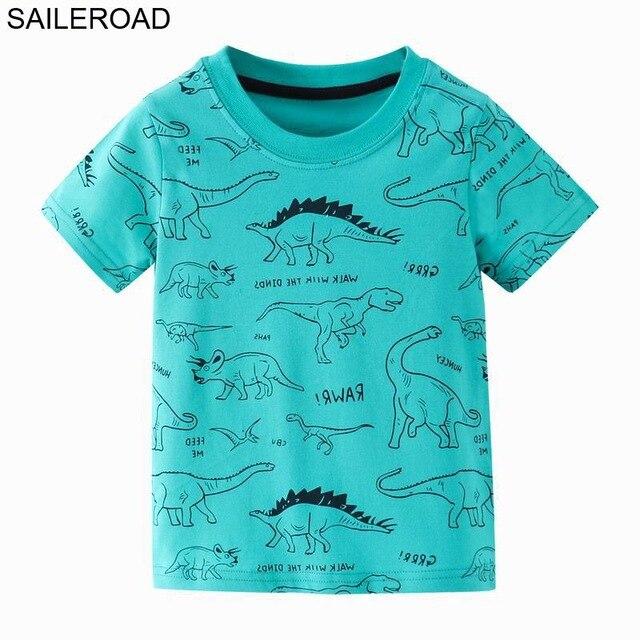 SAILEROAD 2-8 Years Cartoon Dinosaur Print Baby Boys Shorts T Shirt