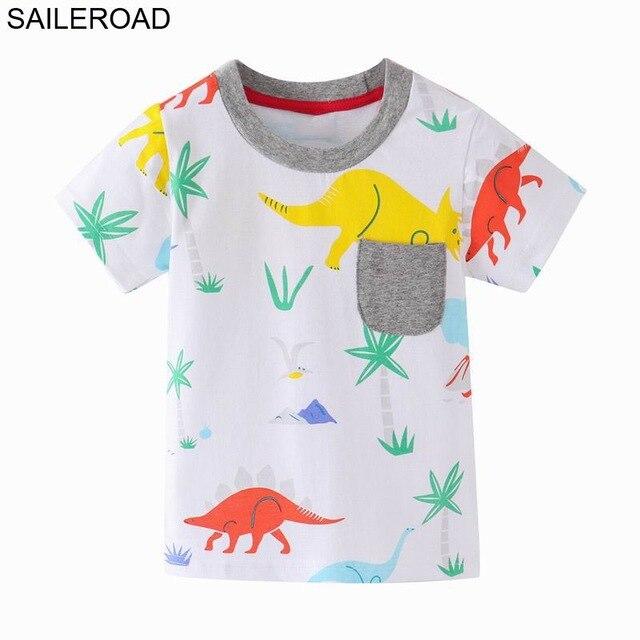 SAILEROAD 2-8 Years Cartoon Dinosaur Print Baby Boys Shorts T Shirt