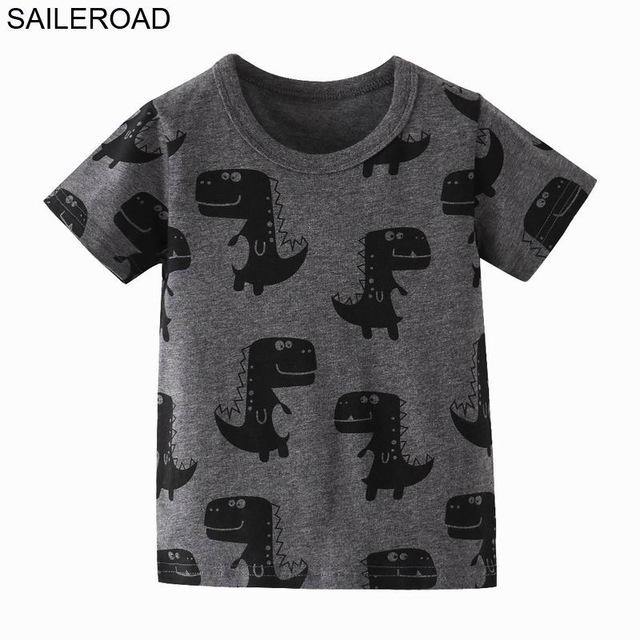 SAILEROAD 2-8 Years Cartoon Dinosaur Print Baby Boys Shorts T Shirt