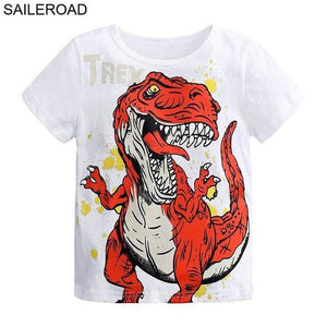 SAILEROAD 2-8 Years Cartoon Dinosaur Print Baby Boys Shorts T Shirt