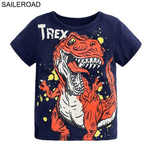 SAILEROAD 2-8 Years Cartoon Dinosaur Print Baby Boys Shorts T Shirt