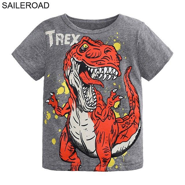 SAILEROAD 2-8 Years Cartoon Dinosaur Print Baby Boys Shorts T Shirt