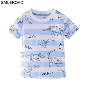 SAILEROAD 2-8 Years Cartoon Dinosaur Print Baby Boys Shorts T Shirt