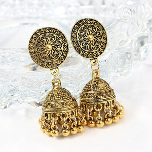 Traditional Gold Sliver Chandbali Kundan Jhumka Jhumki Drop Earrings for women