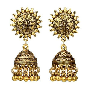 Traditional Gold Sliver Chandbali Kundan Jhumka Jhumki Drop Earrings for women