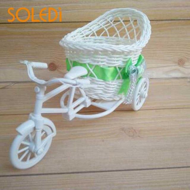 1pc Rattan Tricycle Vase Flower Basket Garden Wedding Party Bedroom Vase Storage Decoration Wedding Decor Garden Flower Pots