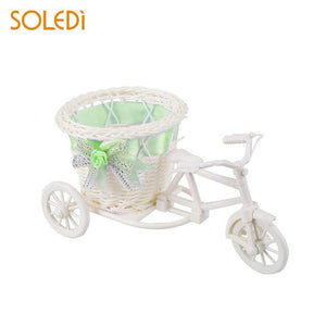 1pc Rattan Tricycle Vase Flower Basket Garden Wedding Party Bedroom Vase Storage Decoration Wedding Decor Garden Flower Pots