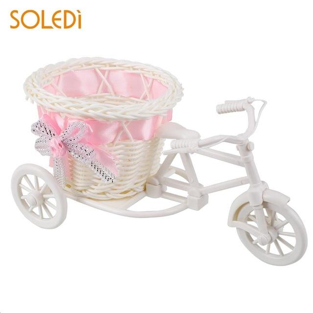 1pc Rattan Tricycle Vase Flower Basket Garden Wedding Party Bedroom Vase Storage Decoration Wedding Decor Garden Flower Pots