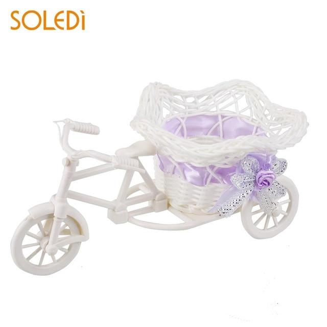 1pc Rattan Tricycle Vase Flower Basket Garden Wedding Party Bedroom Vase Storage Decoration Wedding Decor Garden Flower Pots