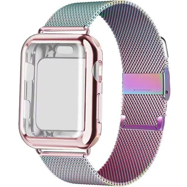 Milanese Loop band with case For Apple Watch Series 5/4/3/2 38mm 42mm 40mm 44mm Stainless Steel Strap Wrist Bracelet for iwatch