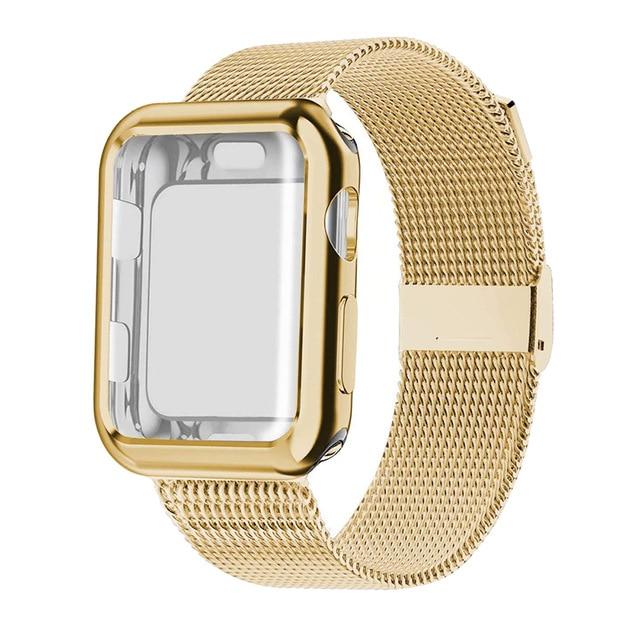 Milanese Loop band with case For Apple Watch Series 5/4/3/2 38mm 42mm 40mm 44mm Stainless Steel Strap Wrist Bracelet for iwatch