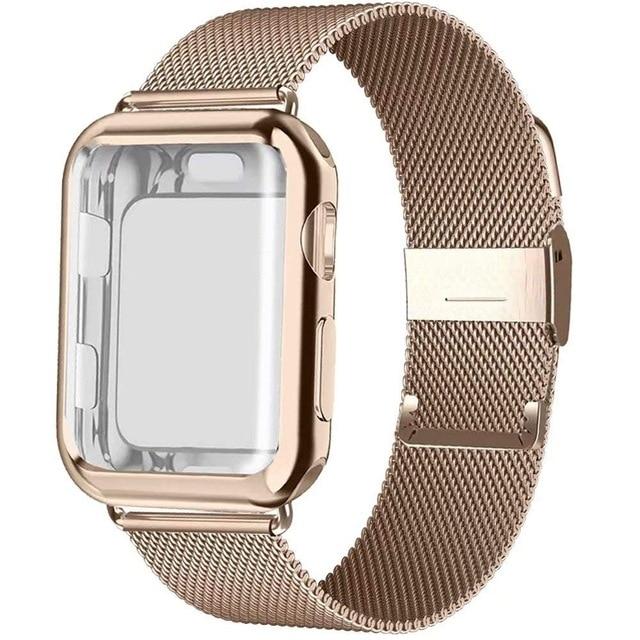 Milanese Loop band with case For Apple Watch Series 5/4/3/2 38mm 42mm 40mm 44mm Stainless Steel Strap Wrist Bracelet for iwatch