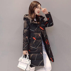 Elegant Long Sleeve Warm Zipper Parkas Women Jacket Office Lady 2019 New Fashion Winter Hooded Long Jacket Coat