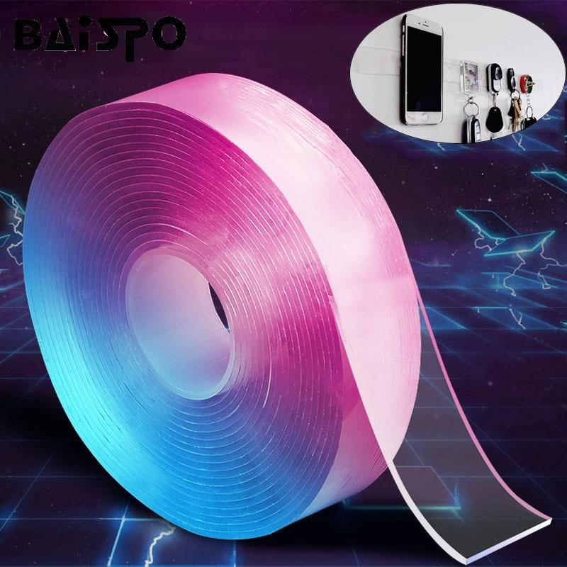 BAISPO Reusable Double-Sided Adhesive Nano Tape Traceless Washable Tapes Home Gadget Multifunctional Bathroom Accessories