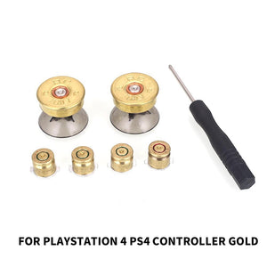 4 Metal Buttons + 2 Thumbstick Bullet Buttons with Screwdriver for Sony PS4 for Playstation 4 Palyer Video Game Buttons Joystick