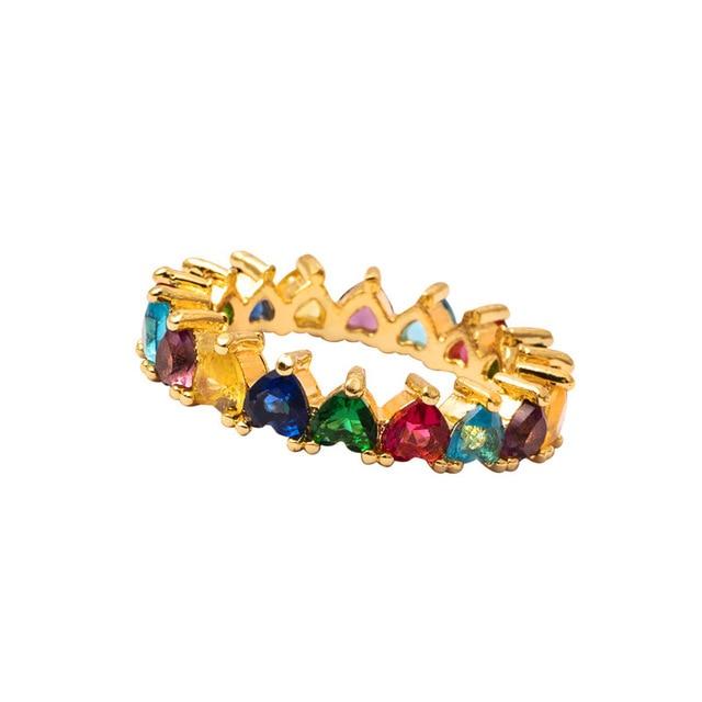 Women's Ring Crown Rainbow Ring Inlay Colored Rhinestone