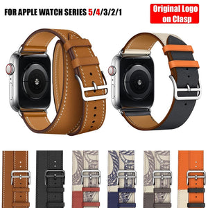 Double Tour Band for Apple Watch Series 5 4 3 2 1 Strap for iWatch Belt High Quality Genuine Leather Loop 38mm/40mm /42mm/44mm