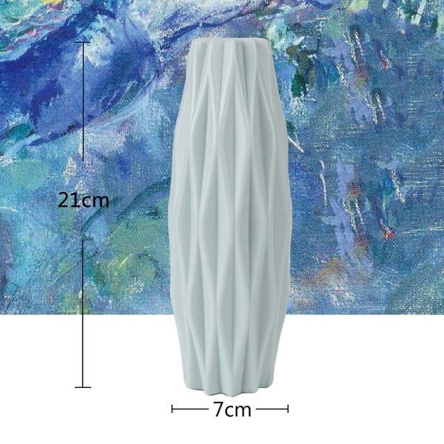 Origami Plastic Vase Milky White Imitation Ceramic Flower Pot Flower Basket Flower Vase Decoration Home Nordic Decoration