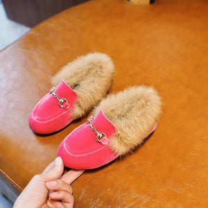 CMSOLO Boys Girls Velvet Loafer Fur Shoes Size 21-35 Flat