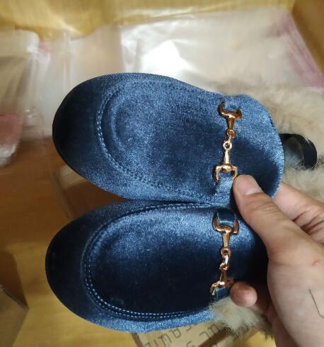 CMSOLO Boys Girls Velvet Loafer Fur Shoes Size 21-35 Flat