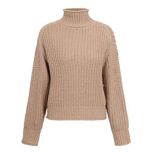 NLW Khaki Turtleneck Women Sweater Autumn Winter Long Sleeve Jumper 2019 Knitted Loose Fashion Pullover Femme