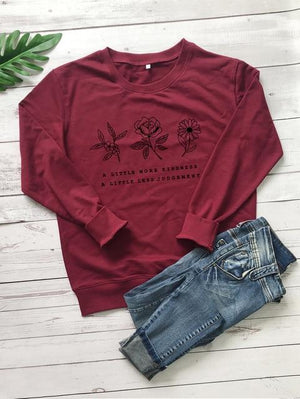 a little more kindness a little less judgement Sweatshirt Casual Graphic Flower Save the Plant Cotton Hoodies Gift Jumper Tops