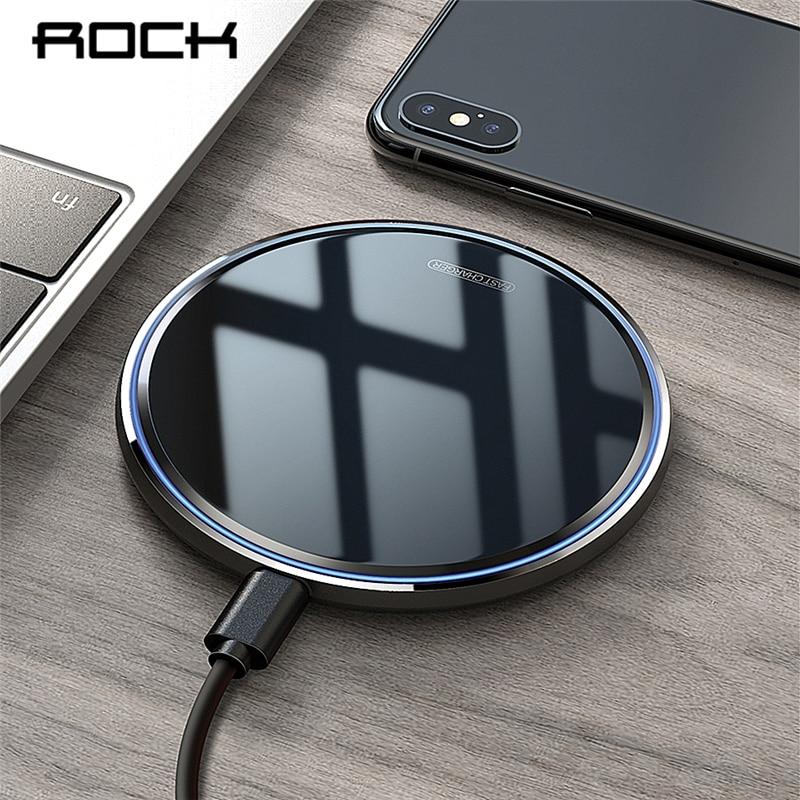 ROCK Metal 10W Wireless Charger Mirror Fast Charging for iPhone 8 X XR XS Max Samsung S10 S9 Desktop Wireless Charger Pad