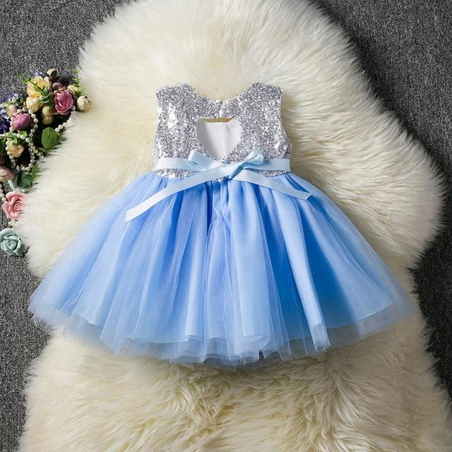 Princess Kids Baby Fancy Wedding Dress Sequins Formal Party Dress