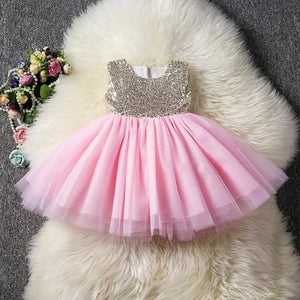 Princess Kids Baby Fancy Wedding Dress Sequins Formal Party Dress