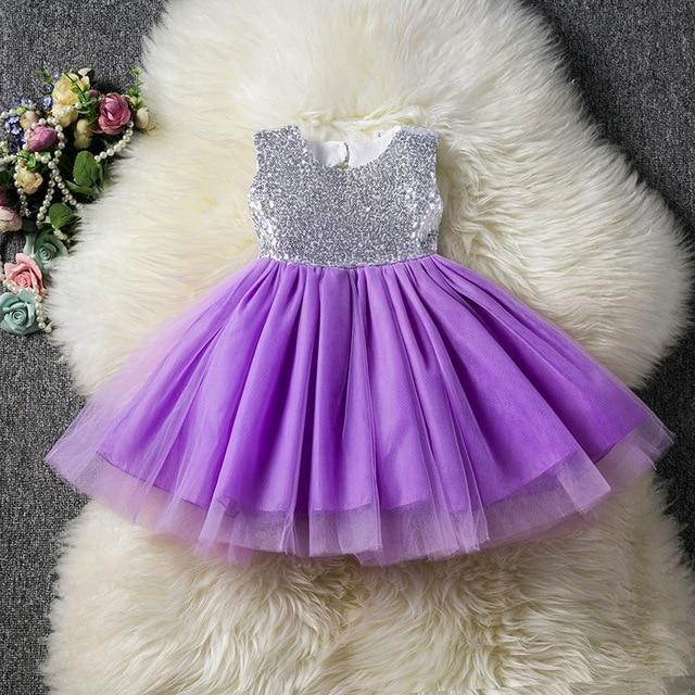 Princess Kids Baby Fancy Wedding Dress Sequins Formal Party Dress