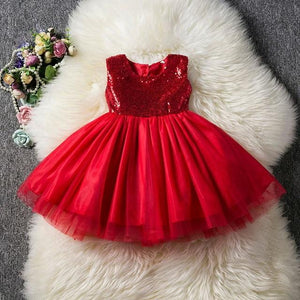 Princess Kids Baby Fancy Wedding Dress Sequins Formal Party Dress