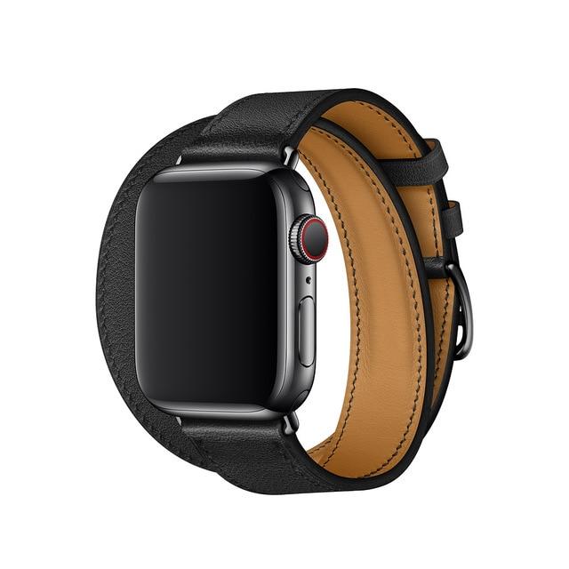 Double Tour Band for Apple Watch Series 5 4 3 2 1 Strap for iWatch Belt High Quality Genuine Leather Loop 38mm/40mm /42mm/44mm