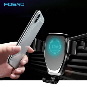 FDGAO Automatic Gravity Qi Wireless Car Charger Mount For IPhone 11 XS XR X 8 10W Fast Charging Phone Holder for Samsung S10 S9