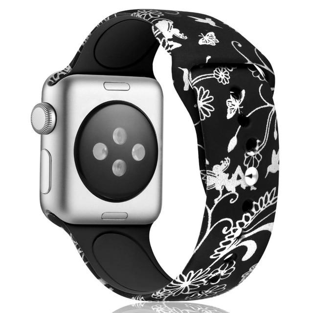 ALPQ For Apple Watch 5 4 Band Strap 38 42mm 40mm 44mm Soft Silicone Leopard Floral Pattern Printed Strap For iWatch Series 3 2 1