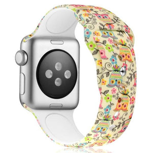 ALPQ For Apple Watch 5 4 Band Strap 38 42mm 40mm 44mm Soft Silicone Leopard Floral Pattern Printed Strap For iWatch Series 3 2 1