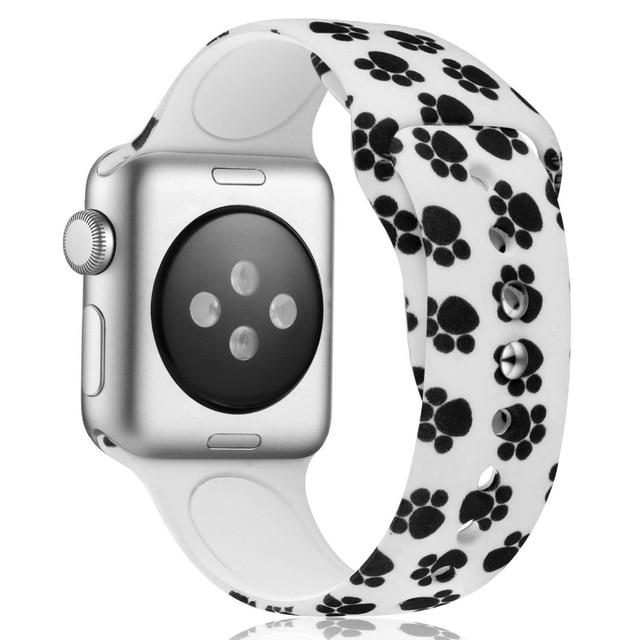 ALPQ For Apple Watch 5 4 Band Strap 38 42mm 40mm 44mm Soft Silicone Leopard Floral Pattern Printed Strap For iWatch Series 3 2 1