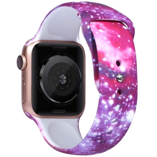 ALPQ For Apple Watch 5 4 Band Strap 38 42mm 40mm 44mm Soft Silicone Leopard Floral Pattern Printed Strap For iWatch Series 3 2 1