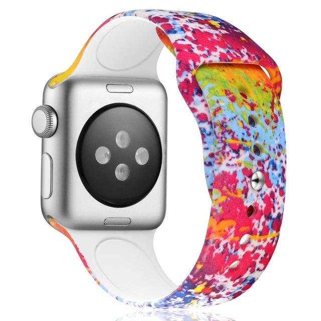 ALPQ For Apple Watch 5 4 Band Strap 38 42mm 40mm 44mm Soft Silicone Leopard Floral Pattern Printed Strap For iWatch Series 3 2 1