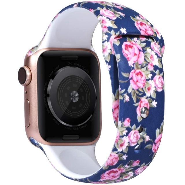 ALPQ For Apple Watch 5 4 Band Strap 38 42mm 40mm 44mm Soft Silicone Leopard Floral Pattern Printed Strap For iWatch Series 3 2 1