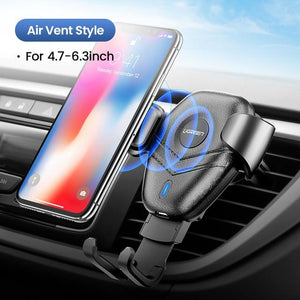 Ugreen Wireless Charger Car Phone Holder for Samsaung S10 S9 Fast Wireless Charging for iPhone X Xr 8 Xiaomi Qi Wireless Charger