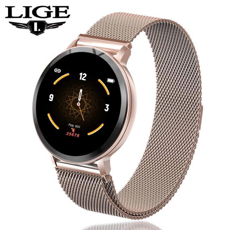 LIGE Smart Bracelet Women Waterproof Fitness Tracker Heart rate Blood Pressure Monitor Pedometer Sport Watch Smart wristband+Box