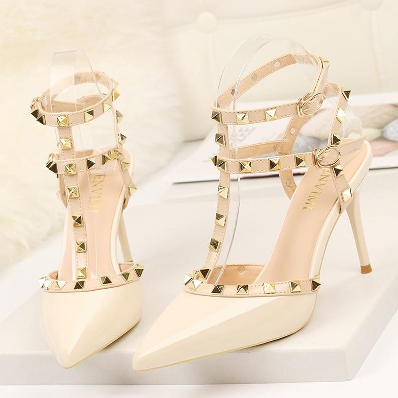 Rivet High Luxury Designer Women Shoes Ladies Pumps Heels