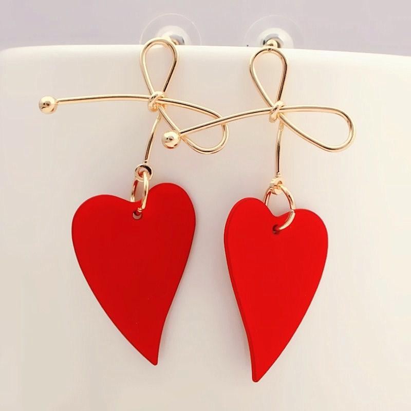 Fashion Gold Color Heart Geometric Drop Earring for Women