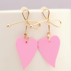 Fashion Gold Color Heart Geometric Drop Earring for Women