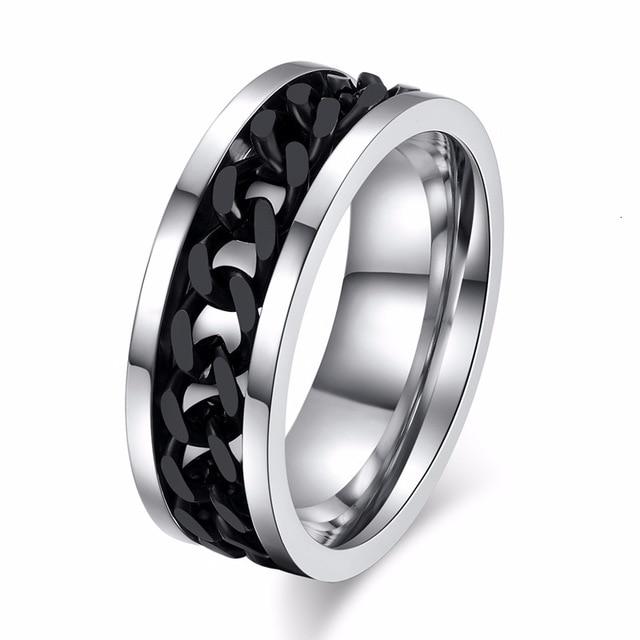 Cool Black Spinner Chain Ring for Men