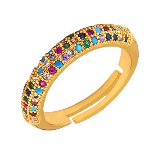 Women's Ring Crown Rainbow Ring Inlay Colored Rhinestone