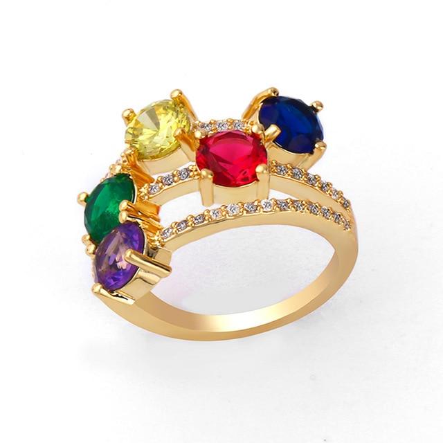 Women's Ring Crown Rainbow Ring Inlay Colored Rhinestone