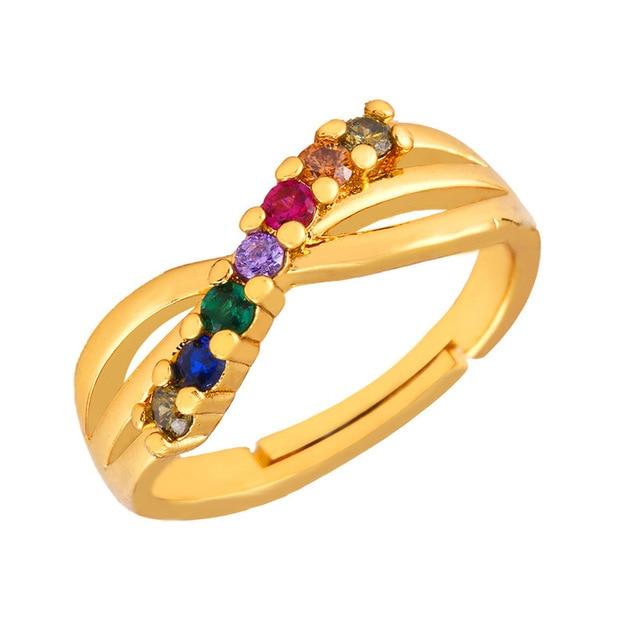 Women's Ring Crown Rainbow Ring Inlay Colored Rhinestone